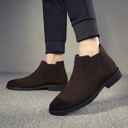 Herren High-Top Leder Chelsea Stiefeletten