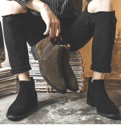 Herren High-Top Leder Chelsea Stiefeletten